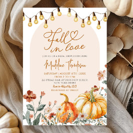 Invitación Fall in Love Pumpkin Wildflower Bridal Shower