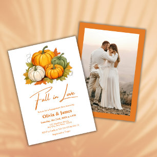 Invitación Fall in Love Rustic Pumpkin Fall Engagement Party