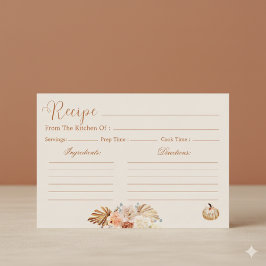 Invitación Fall In Love Rustic Terracotta Bridal Recipe Card