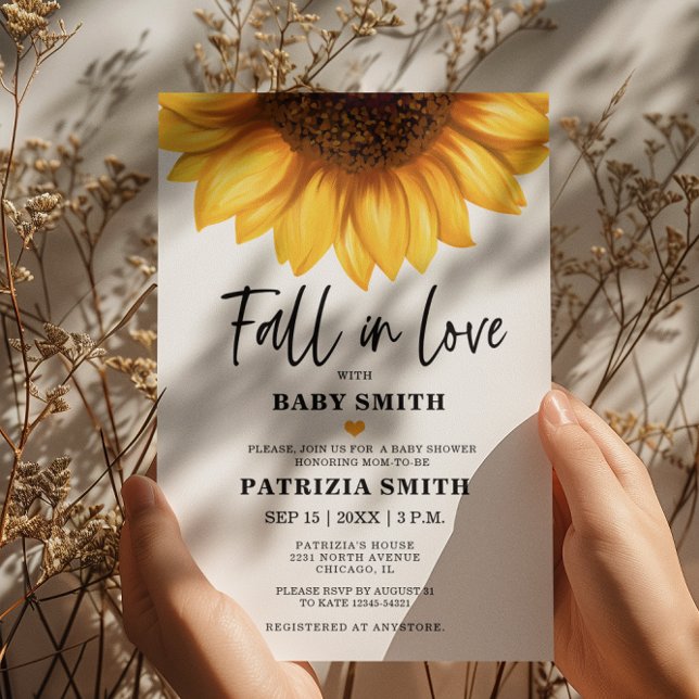 Invitación Fall in Love Sunflower Baby Shower (Subido por el creador)