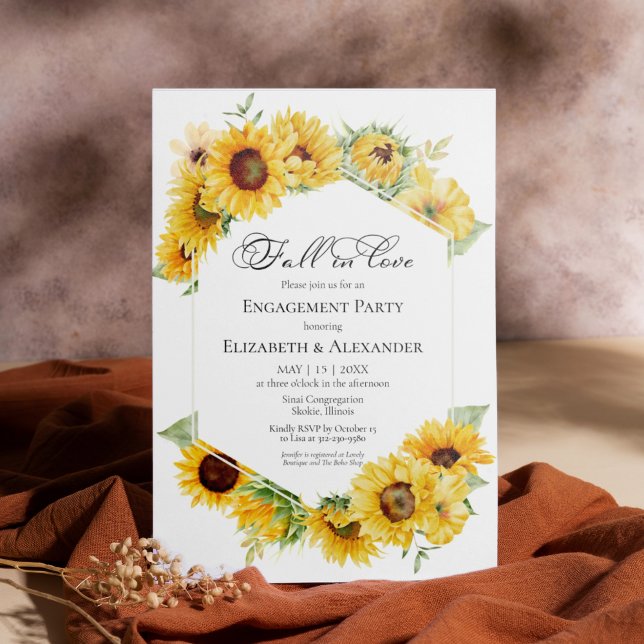 Invitación Fall In Love Sunflower Fall Engagement Party (Subido por el creador)