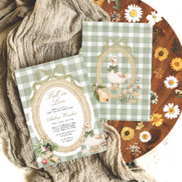 Invitación Fall in Love Vintage Whimsical Sage Baby Shower