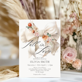 Invitación Fall in Love White Bow Floral Baby Shower