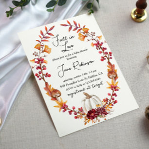 Invitación Fall in Love White Pumpkin Baby Shower