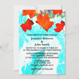Invitación Fall Leaf Geode Agate Art Resumen Boda personaliza