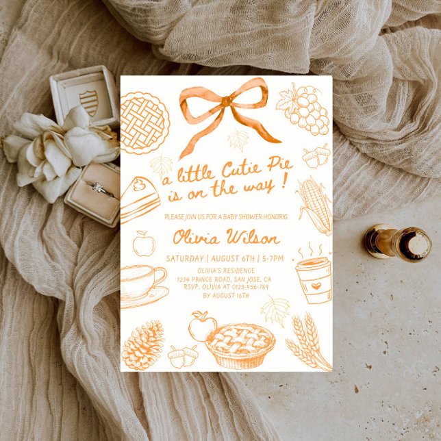 Invitación Fall Line Art Baby Shower - Tema de otoño Minimali (Subido por el creador)