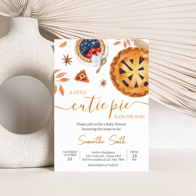 Invitación Fall Little Cutie Pie Baby Shower (Fall Pie Baby Shower Invitation
)