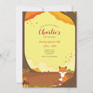 Invitación Fall Little Fox Frame Birday 