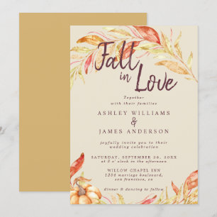 Invitación Fall Love Golden Foliage Antiguo Boda amarillo
