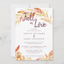 Invitación Fall Love Golden Foliage Autumn Red Boda