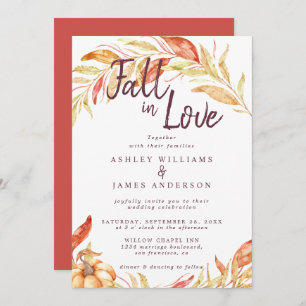 Invitación Fall Love Golden Foliage Autumn Red Boda
