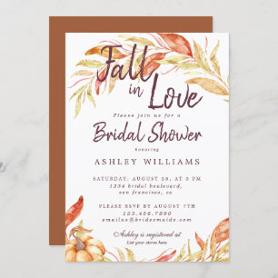 Invitación Fall Love Golden Foliage TerraCotta Bridal Shower