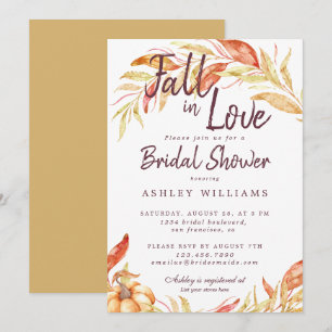 Invitación Fall Love Golden Foliage Yellow Bridal Shower