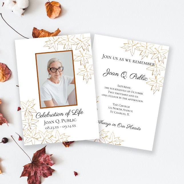Invitación Fall Maple Leaves Edge Celebración de la vida (Subido por el creador)