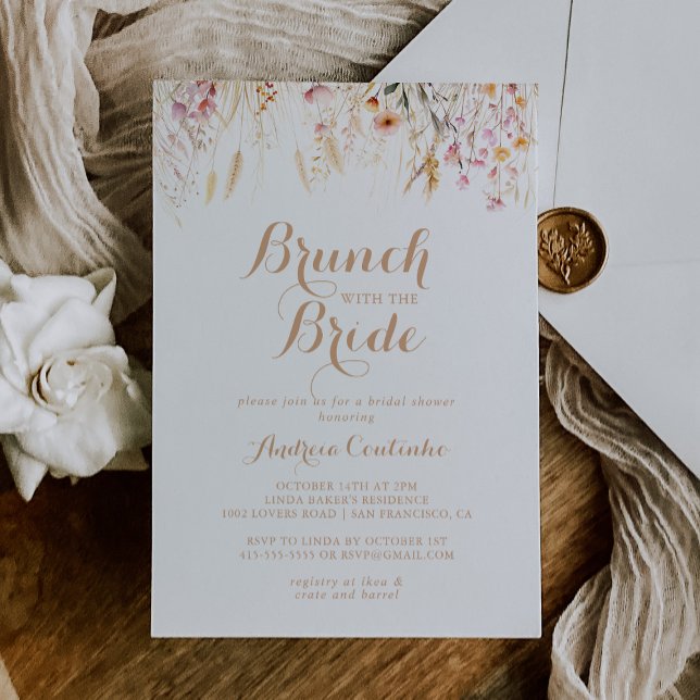 Invitación Fall Meadow Brunch floral con la ducha de novias (Subido por el creador)