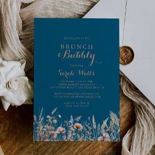 Invitación Fall Meadow Brunéi floral y ducha de novia burbuje
