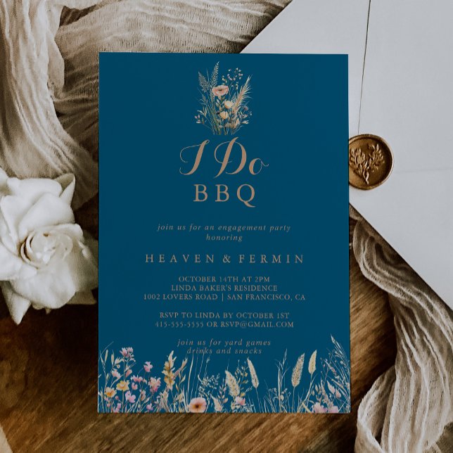 Invitación Fall Meadow Wild Floral I Do BBQ Engagement Party (Subido por el creador)