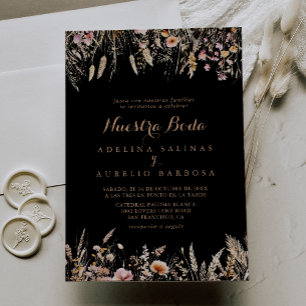 Invitación Fall Meadow Wild Floral Nuestra Boda Boda