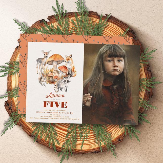 Invitación Fall Mushroom Woodland Animales de Birthday Photo (Subido por el creador)