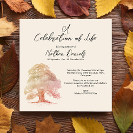 Invitación Fall Oak Tree Celebration of Life Card