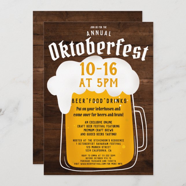 Invitación Fall Oktoberfest Festival de la cerveza fiesta Bav (Anverso / Reverso)