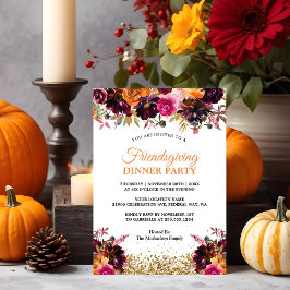 Invitación Fall Otoño Floral Gold Friendding Purpurina