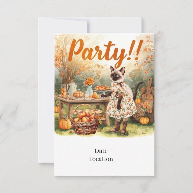 Invitación Fall Party Invitation Card – Cozy Autumn Gathering (Anverso)