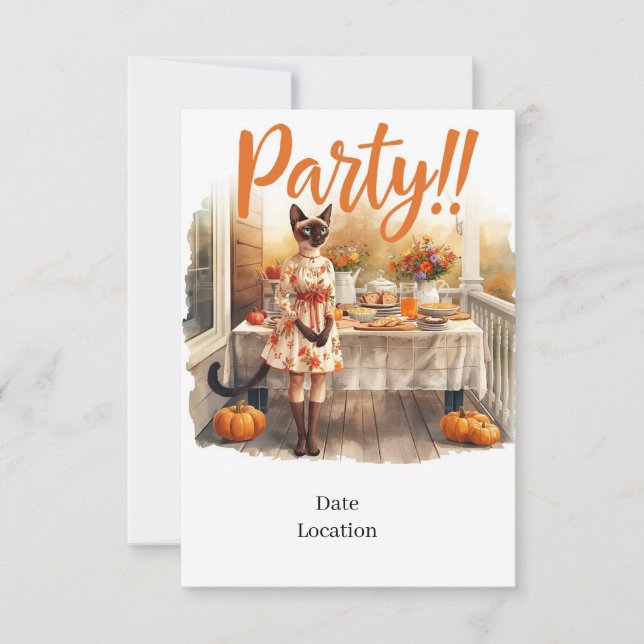 Invitación Fall Party Invitation Card – Cozy Autumn Gathering (Anverso)