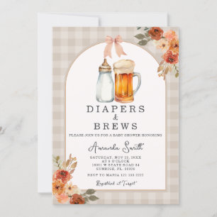 Invitación Fall Pastel Diapers and Brets Baby Shower Invitati