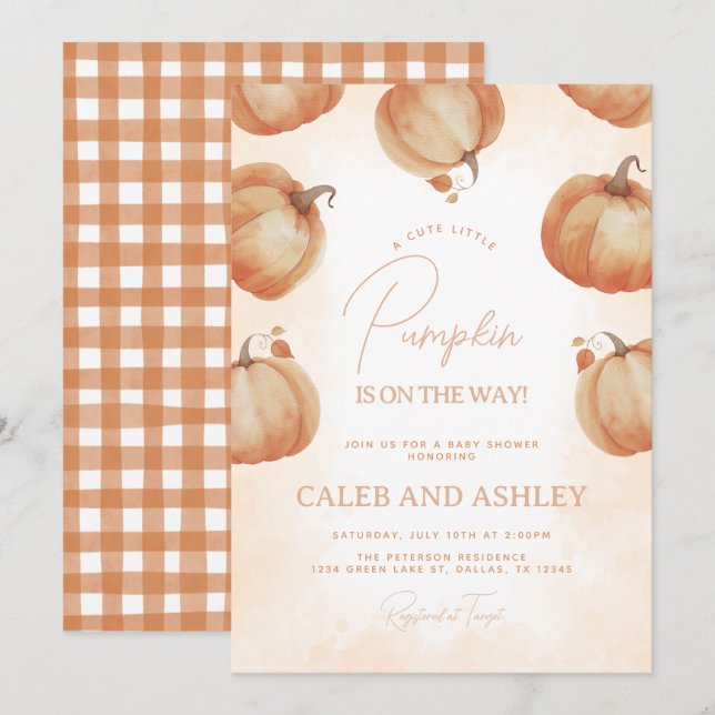 Invitación Fall Pumpkin Baby Shower (Anverso / Reverso)
