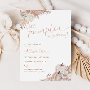 Invitación Fall Pumpkin Boho Pampas Baby Shower