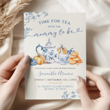 Fall Pumpkin Chinoiserie Baby Shower Tea Fiesta