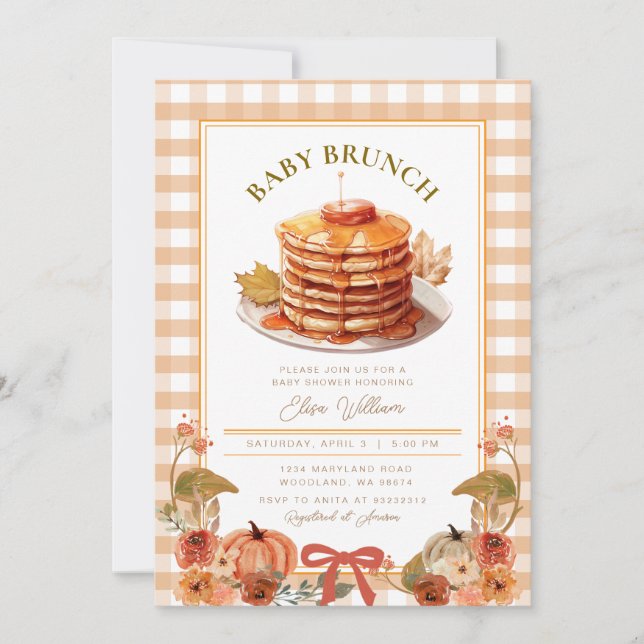 Invitación Fall Pumpkin Pancake Baby Shower Brunch (Anverso)