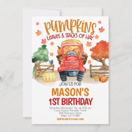 Invitación Fall Pumpkin Tractor Cumpleaños