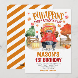 Invitación Fall Pumpkin Tractor Cumpleaños