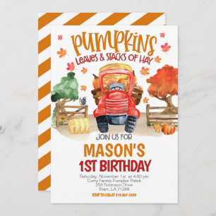 Invitación Fall Pumpkin Tractor Cumpleaños