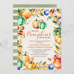 Invitación Fall Pumpkin Twin Baby Shower Invitation