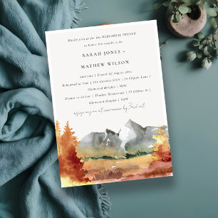 Invitación Fall Rust Mountain Trees Foliage Rehearsal Dinner