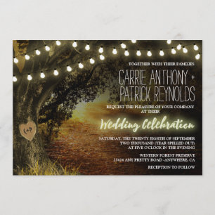 Invitación Fall String Lights Oak Tree Wedting
