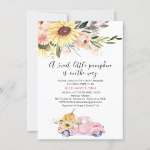 Invitación Fall Sunflowers Floral Pumpkin Truck Baby Shower