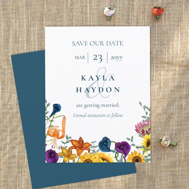 Invitación Fall Sunflowers Orange Tiger Lily Navy Calla Lily (fall sunflowers and plum purple calla lily wedding invitation suite)