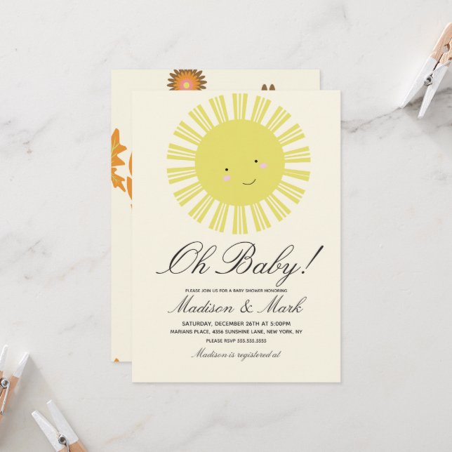 Invitación Fall Sunshine Otoño Cumpleaños Party (Anverso/Reverso In Situ)