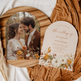 Invitación Fall terracotta Arch Boda moderno de fotografía