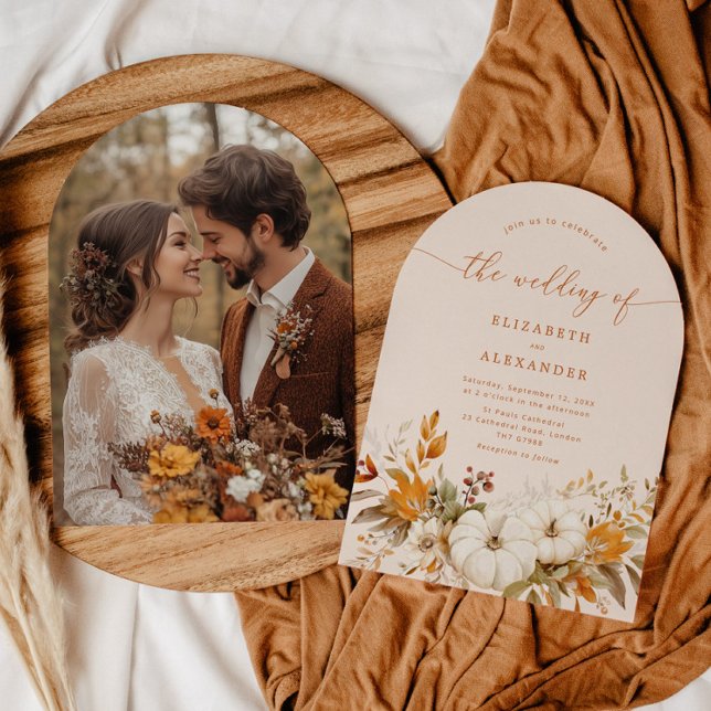 Invitación Fall terracotta Arch Boda moderno de fotografía (Subido por el creador)