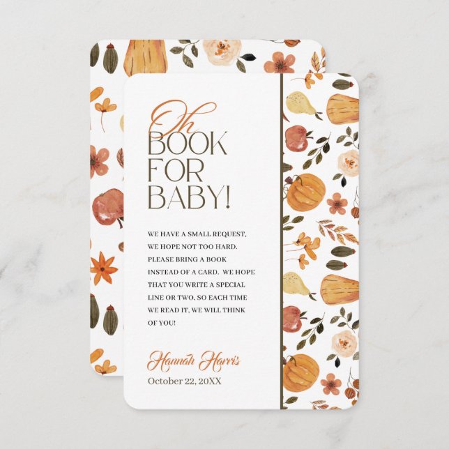 Invitación Fall Theme Baby Shower Book Enclosure Card (Anverso / Reverso)
