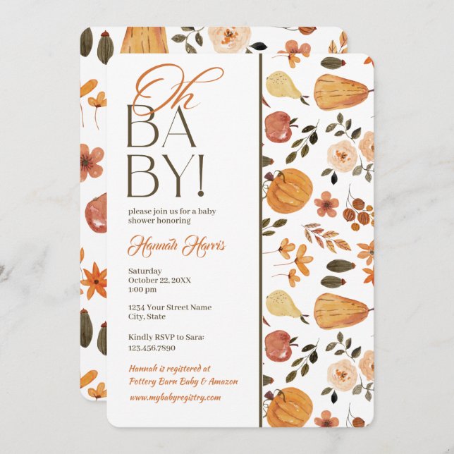 Invitación Fall Theme Baby Shower Invitation (Anverso / Reverso)