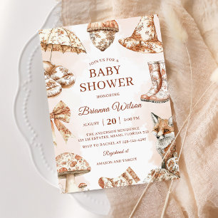 Invitación Fall Toile De Jouy Woodland Theme Baby Shower
