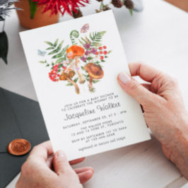 Invitación Fall Watercolor Mushroom Baby Shower