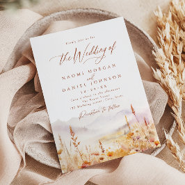Invitación Fall Watercolor Wildflower Mountain Rustic Wedding