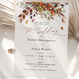 Invitación Fall Wedding Invitation Burnt Orange Modern Script